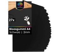 OfficeTree 27x Goma EVA Negra 2 mm A4 - no Autoadhesiva - Termoformable - Planchas de Gomaespuma para Manualidades, DIY, Decoración y Cosplay - Goma Negra - Espuma EVA Foam Board