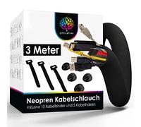 OfficeTree 3m Ordenador Cables - Conducto para Cables para Ordena Cables - Cubre Cables de Neopreno para el Escritorio - Canaletas para Cableado con Dos Lados, Blanco y Negro - Accesorios Incluidos
