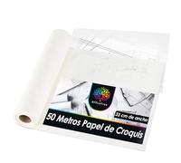 OfficeTree 50 m Rollo de Papel dibujo - Para dibujo 33 cm ancho - 40 g/qm² - Blanco - Rollo papel pintar - Papel de dibujo para dibujo técnico - Dibujos para calcar - Papel Vegetal