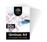 OfficeTree 50 x Lamina Acetato Transparente A4 - Transparencias para Retroproyector - Acetatos A4 para Impresora Láser Copiadora o Retroproyector