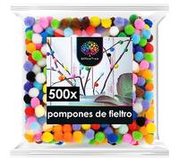 OfficeTree 500 pompones creativos de 10 mm - Pompón multicolor - Gran placer de bricolaje, pompón de ocio creativo para decoración y fiesta, mini pompón