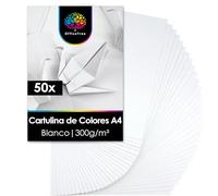 OfficeTree 50x Cartulina Blanca A4 300g - Cartulinas Blancas A4 para Manualidades, Recortar e Imprimir - Papel A4 300gr - Cartulina Gruesa