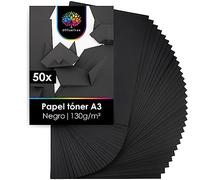 OfficeTree 50x Cartulina Negra A3 130g - Folios para Manualidades, Pintura y Scrapbooking - Papel de Color Negro