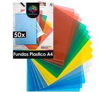 OfficeTree 50x Fundas de Plástico A4 de Colores - Carpeta Transparente - Portafolio Plastico - Protegen de Arrugas y Suciedad - Made in Germany