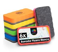 OfficeTree 6x Borrador Pizarra Blanca Magnetico Colorido - Borrador Magnetico Pizarra Blanca - Borradores de Pizarra Blanca - Whiteboard Eraser - Borrador Pizarra Tiza - Limpiador Pizarra Blanca