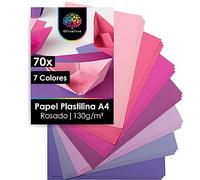 OfficeTree 70x Cartulinas A4 Colores Rosa 130g - 7 Tonos - para Manualidades, Plegado e Impresión - Folios de Colores