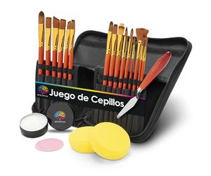 OfficeTree Juego de 20 Pinceles de Pintura acrílica con jabón para Pinceles, Bolsa, esponjas y Cuchillo para palés, para acrílicos, óleos, Acuarelas y Gouache