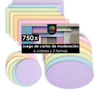 OfficeTree Juego de 750 tarjetas de presentación en colores pastel, redondas, ovaladas y rectangulares, tarjetas de presentación en 6 colores, juego de moderación, accesorio para presentación y