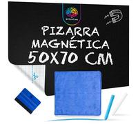 OfficeTree Pizarra Magnetica 50x70 cm - incluidas Paño y 2x Tizas - Pizarra Adhesiva Cuadro Magnetico para Imanes - Vinilo Pizarra Negra - Tablero Imantado Pared - Pizarra Tiza - Laminas Magneticas