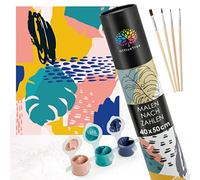 OfficeTree Set de pintura por números para adultos, 40 x 50 cm, pintura por números, acrílico, kit de pintura acrílica moderna con colores lienzo y 4 pinceles multicolor