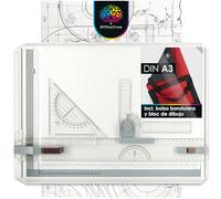 OfficeTree Tablero Dibujo Tecnico A3 - Mesa de Dibujo Tecnico - Tablero de Dibujo 37 x 50 cm - Reglas dibujo- Paralex Tablero 7 Piezas un Trabajo Exacto - Bolsa de Transporte y Diversos Accesorios