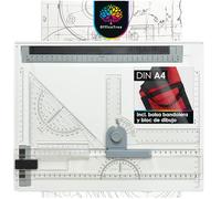 OfficeTree Tablero Dibujo Tecnico A4 - Mesa de Dibujo Tecnico - Tablero de Dibujo 33 x 43 cm - Reglas dibujo- Paralex Tablero 6 Piezas un Trabajo Exacto - Bolsa de Transporte y Diversos Accesorios