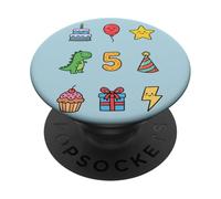 Official A Handful 5th Birthday Kawaii Dinosaur Star Boys PopSockets PopGrip Adhesivo