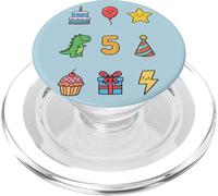 Official A Handful 5th Birthday Kawaii Dinosaur Star Boys PopSockets PopGrip para MagSafe