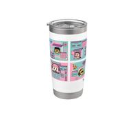 Official Emojitown Four Scenes Gamer love music Comic Vaso térmico de acero inoxidable de doble pared