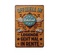 Official Retired Legend Goes Into Retirement - Cartel de metal vintage para decoración de pared, bar, garaje, cafetería, cocina, hogar, póster decorativo de 8 x 12 pulgadas