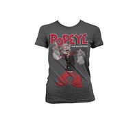 Officially Licensed Merchandise Popeye Distressed Sailor Man Girly T-Shirt (D.Grey), Large