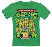 Officially Licensed Merchandise TMNT Group Unisex Kids T Shirts - Green 5/6 Years