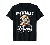 Officially Retired EST. 2025 Funny Bunny Lover Bookworm Camiseta