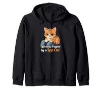 Officially Trapped By A Lap Cat Funny Cute Tabby Cat Sudadera con Capucha