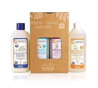 Officina Naturae Caja de limpieza para lavar más ropa líquida concentrada 500 ml + suavizante vegetal 500 ml + Eco-gel lavavajillas 500 ml + detergente universal 500 ml orgánico sostenible vegano