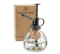 OFFIDIX Botella de Spray de Riego de Vidrio Transparente Spritzer de Estilo Vintage de 6,3 Pulgadas Alto con Bomba de Plástico de Bronce una Botella de Spray de Vidrio de Riego de una Mano Para jar