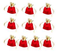 OFFIGAM 10 Bolsas de Joyería Cordón Dorado en Tela Roja, Elegantes y Fáciles de Reconocer para Almacenamiento de Joyas en Bodas y Tiendas
