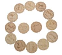 OFFIGAM 12piezas Tarjetas De Madera para Recién Nacidos De Tarjetas Mensuales para Fotografía De Bebés Creativas y Seguras para Celebrar Momentos Especiales