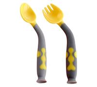 OFFIGAM 1juego Cucharas y Tenedores Para Bebés Utensilios De Alimentación Ajustables Base De Succión Diseño Ergonómico y Curvado Para Facilitar El Aprendizaje Comida Para Bebés