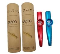 OFFIGAM 2 juegos Kazoo de Metal Profesional para Adultos Juego de Rojo y Azul Instrumento Musical Portátil para Acompañar y Ukeleles de y Divertido para