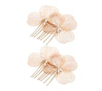 OFFIGAM 2 Peinetas Doradas de Flores Estilo Barroco Hechas a Mano Aleación de Zinc y Perlas Simuladas para Accesorios de Cabello de Boda y Fiestas de Noche