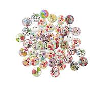 OFFIGAM 200 piezas Botones de Madera Redondos de Botones Coloridos con Estampado Floral para Manualidades Costura DIY y Scrapbooking Mixtos