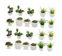 OFFIGAM 22 Piezas Miniature Dollhouse Plants Realistic Micro Bonsai Flowerpots For Dollhouse Decor Plastic Mini Ornaments For Fairy Gardens and Small Spaces