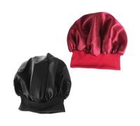OFFIGAM 2piezas Gorro De Dormir Elástico Borde Para Pérdida De Cabello Negro Rojo Sombrero De Quimioterapia Para Mujeres y Niñas Protección Del Cabello Al Dormir