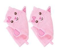 OFFIGAM 2piezas Guantes De Baño Infantiles Diseño Gato Manoplas De Lavado Portátil Para Baño Niño Niña Recién Nacido Suaves Compactos y Fáciles De Secar