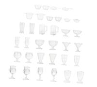 OFFIGAM 34piezas Mini Tazas Decorativas para Casa De Muñecas Accesorios De Comida Miniatura y Contenedores DIY para Escenas Coloridas