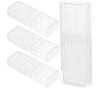OFFIGAM 4 piezas Caja Organizadora Portátil Transparente para Bastoncillos y Palillos de Unidades Plástico Resistente Compacto y Ligero para Baño y Escritorio