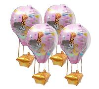 OFFIGAM 4 Piezas Globo Aerostático Decoraciones De Cumpleaños Para Globos Aire Caliente Fiesta Globo De Aluminio Globo De Cumpleaños Globo Festivo Rosa Película De Aluminio