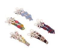 OFFIGAM 5piezas Clips De Pelo Decorativos Flores Horquillas Bordadas Perlas Falsas Para Mujeres Accesorios Elegantes Para Bodas y Uso Diario