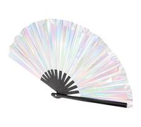 OFFIGAM Abanico Plegable de Mano de Pvc y Bambú, Abanico Portátil Multicolor para Fiesta y Boda, Ventilador Manual Decorativo y Accesorio para Eventos, Obsequio y Baile