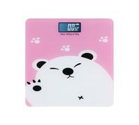 OFFIGAM Báscula Digital Electrónica para Bebés y Mascotas Detector de Temperatura Interior, Pantalla Lcd Grande, Capacidad 180 Kg, Diseño Rosa Dibujo de Oso, Multifuncional para Salud