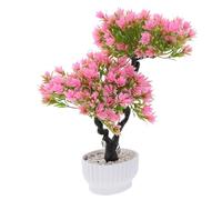 OFFIGAM Bonsái Artificial de Pino en Maceta de Plástico Rosa para Decoración del Hogar, Fácil de Cuidar y Adecuado para Decoración de Interiores Moderna