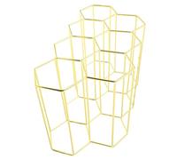OFFIGAM Botellero de Metal Dorado Estilo Vintage 7 Agujeros en Forma de Panal, Estante Simple para Vino Adecuado para Barra o Gabinete de Cocina