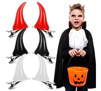 OFFIGAM Cabello De Demonio Halloween, 6 Unidades, Tamaño Pequeño, Resina Ligera, Sujeción Segura, Accesorio Para Mujer Fiestas y Cosplay