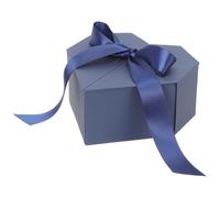 OFFIGAM Caja de Obsequio Grande en Forma de Corazón de Papel Doble Puerta, Cinta Elegante y Acabado Fino, Color Azul Oscuro para Cumpleaños, San Valentín y Embalaje Decorativo