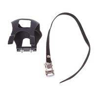 OFFIGAM Calapiés para Bicicleta con Correas Fijas Ajustables, Plástico Negro Antideslizante para Pedales, 2 Piezas para Ciclismo Seguro y Cómodo