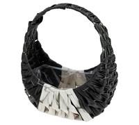 OFFIGAM Cesta de Ratán de Imitación Asa Negra, Cesta Decorativa Almacenamiento de Plástico Estilo Pastoral para Restaurante y Arreglo Floral