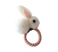 OFFIGAM Coletero Elástico Cabello de Niña Lazo de Conejo Blanco de Tela, Accesorio para Uso Diario Que Mantiene el Cabello en Su Lugar