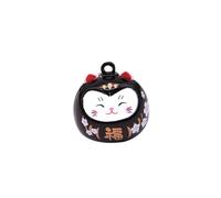 OFFIGAM Colgante de Campana Japonesa de Gato Suerte Negro Accesorio de Campana Pequeño para Manualidades Decoración Colgante DIY para Mochilas y Disfraces Portátil