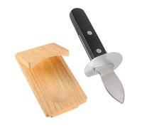 OFFIGAM Cortador de Ostras 2 Piezas con Pinza de Bambú y Hoja de Acero Inoxidable, Herramienta para Abrir Almejas y Mariscos, Utensilio de Cocina Resistente y Seguro para Color Aleatorio